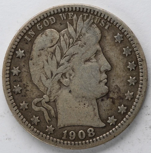 VF 1908 D  Barber Quarter