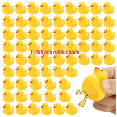 Bulk Mini Rubber Ducks - 1-100 Pcs Squeaky Party Float Toys