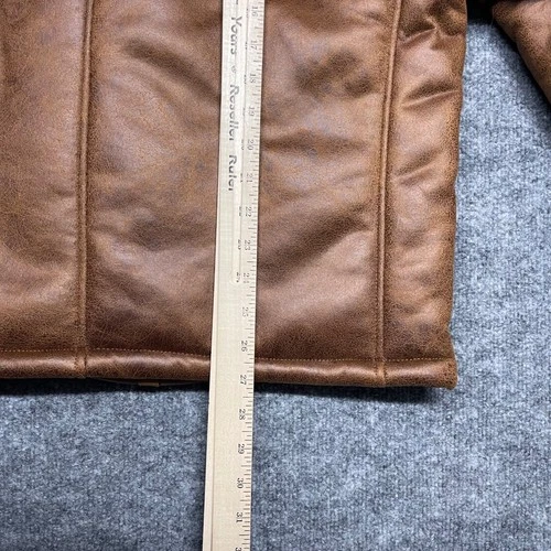 Guess Jacket Mens Large Brown Faux Shearling Asymmetric Moto Toni DF Biker Coat image 12