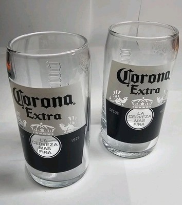 Corona Extra 2021 Limited Edition Bottle Shaped Nucleated Half Pint Gläser Paar