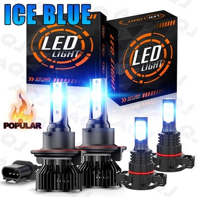 8000K Blue LED Headlight Hi/Lo + Fog Light Bulbs for Chevrolet Spark 2018