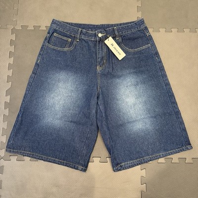 Y2K Jmierr Baggy Long Wide Blue Jean Shorts Jorts 34x17 Skater Hip Hop Style NWT