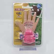 Nuby Vibe N Teethe Wristband w Vibrating Soft Silicone Surface For Babies Pink