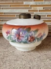 Vintage Antique Milk Glass Floral Hanging Bracket Oil Kerosene Lamp Font LOOK!