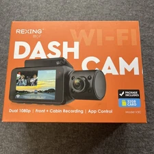 Rexing V3C Dual Channel Front and Cabin 1080p Dash Cam with App Control