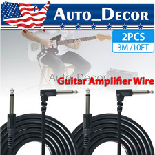 2 PACK 10FT Electric Patch Cord Guitar Amplifier Amp Cable Right Angle 90 Degree