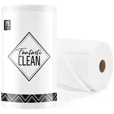 Microfiber Cleaning Cloth Roll 75 Sheets 12x12" White Super Absorbent Lint-Free