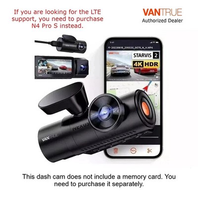 Vantrue N4 Pro 3-Channel 4K Dash Cam, Front+Interior+Rear, WiFi, GPS, IR Night