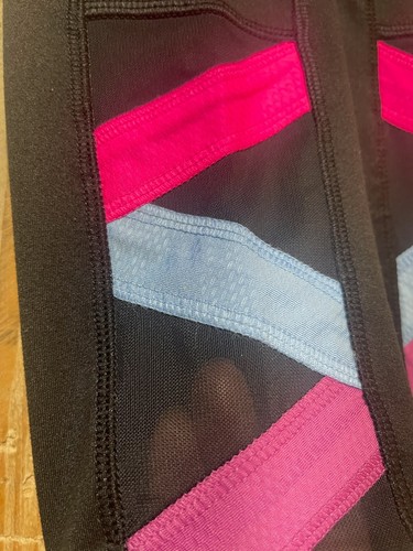 Tek Gear Mädchen XL (14/16) schwarze Hose Neon Cris Cross Spandex Kinder Legging Unterteil - Bild 5 von 5