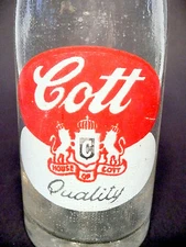 vintage ACL Soda POP  Bottle:  COTT of MANCHESTER, N. H. -- 7 oz ACL