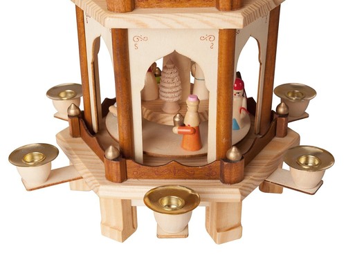 BRUBAKER Christmas Pyramid 24" Wood Nativity Play, 4 Tier Carousel - Picture 5 of 8