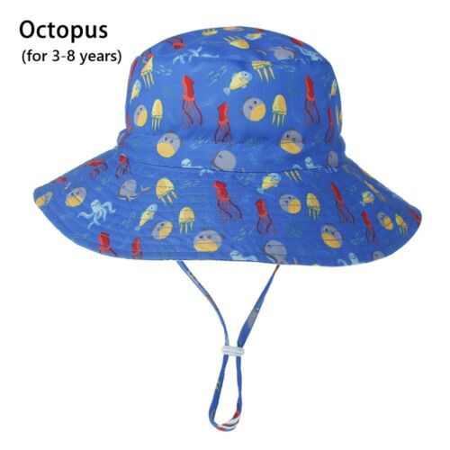 Wide Brim Beach Cap Bucket Hat with Adjustable Chin Strap Baby Sun Hat - Picture 28 of 44