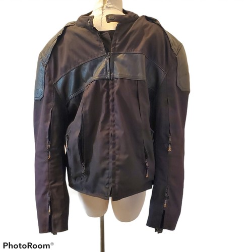 Xelement Black Waterproof Motorcycle Jacket Nylon Leather Size XXL - Picture 2 of 11