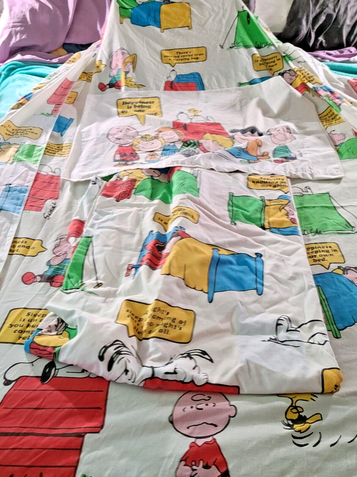 3 PC Peanuts Snoopy Charlie Brown Full Size Sheet Set Full Size DOUBLE
