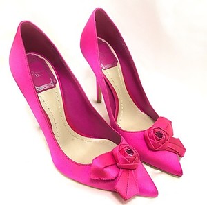 fuchsia satin heels