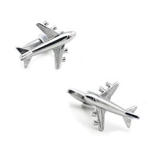 Silver tone Airplane Aviator Cufflinks for Men &ndash; Pilot, Traveler