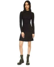 MICHAEL Michael Kors Mock-Neck Long-Sleeve Dress Women's L Black Zip Closure