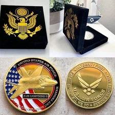 U S AIR FORCE F-35 Lightning II Challenge Coin With Special Velvet Case