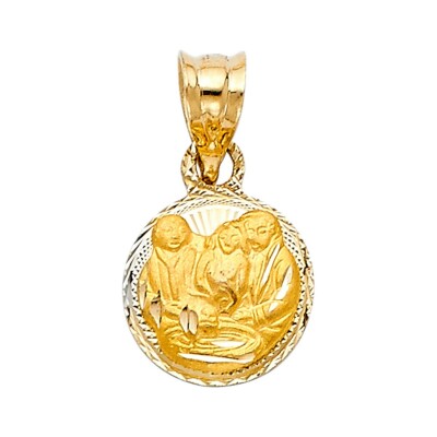 14K Gelbgold Diamantschliff Stempel Taufe religiös Anhänger für Halskette