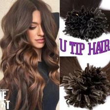 Pre Bonded U Tip Nail Keratin Fusion Remy Brazilian Human Hair Extensions/Thick