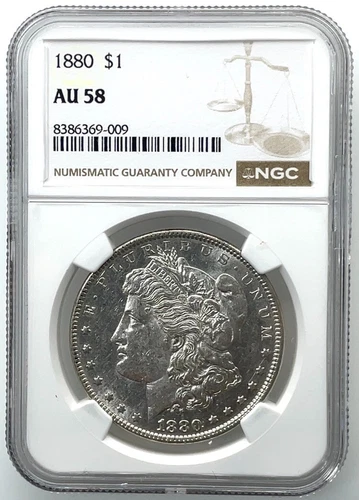 1880 $1 Morgan Silver Dollar  NGC AU-58
