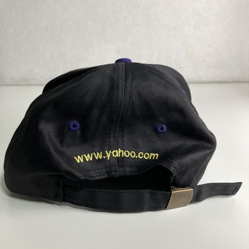 Yahoo vintage! Cappello Berretto Regolabile Strapback Yahoo.com Y2K Anni 2000 Nero Viola - Foto 5 di 8