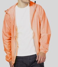 $64 08 Unisex Max Orange Fluo Full-zip Waterproof Packable Rain Coat Jacket M