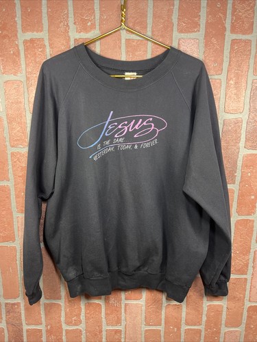 Vintage 80s Jesus - Same Yesterday, Today, & Forever Crewneck Black XL