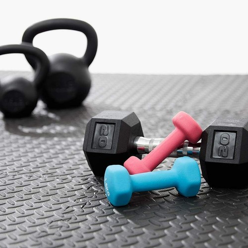 SUELO DE GOMA GIMNASIO Azulejos Garaje Hogar Fitness Ejercicio 24 PIES CUADRADOS Entrenamiento Alfombrilla de piso - Imagen 12 de 14