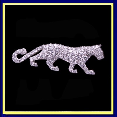 Cartier panther brooch pin pave set diamonds 18k white gold 1990s