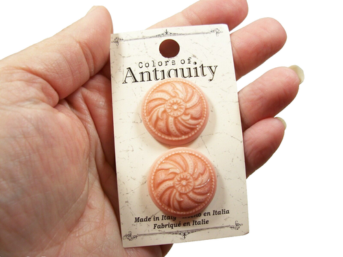 Coral Orange Buttons x 2 Pieces Plastic 1 inch Shank Colors of Antiquity B11 RLT - Picture 6 of 6