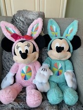 Set of 2 MICKEY MINNIE MOUSE 21 Easter Bunny Plush Disney Stuffed Animal
