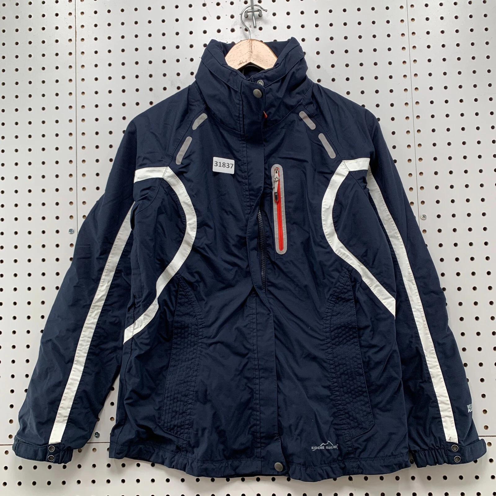 Eddie Bauer SKi SNow Jacket Womens Small Navy Blue Reflective 19x26.5
