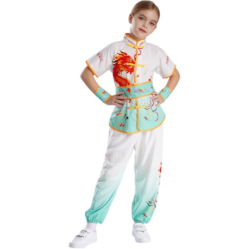Unisex Kids Kung Fu Suit Performance Set Martial Arts Outfit Boys Pants Girls - Picture 67 of 84