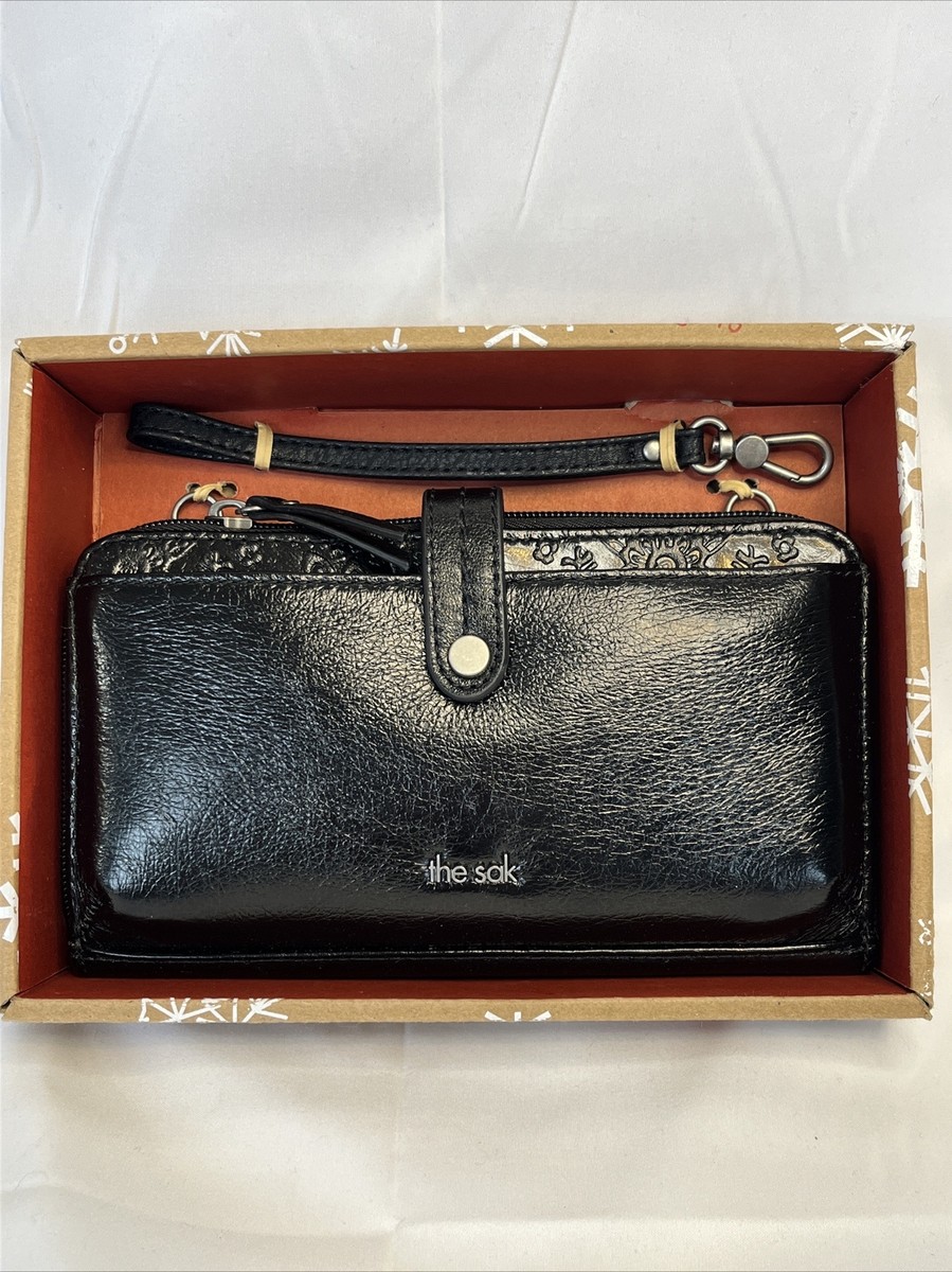 The Sak Iris Large Smartphone Crossbody Black Leather Bag Wallet