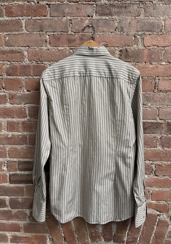 Miu Miu Men’s Shirt, Sz 16/41 Slim, Beige/Brown/White Stripe 100% Cotton, Italy - Picture 6 of 9