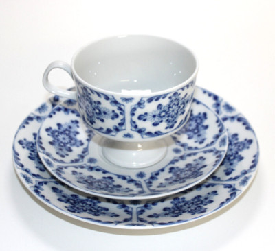 Fine China Lichte Sammeltasse Echt Kobalt Mokka Tasse Untertasse Teller (#2032)