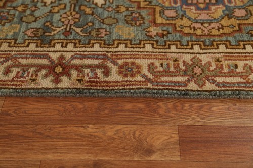 Geometric Heriiz Serapi Green Wool 10 ft Runner Rug Hand-made Hallway Rug 3x10 - Picture 18 of 19