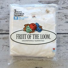 Vintage Deadstock Fruit Of The Loom All Cotton Crew Neck Tshirt 3 Pack Size S