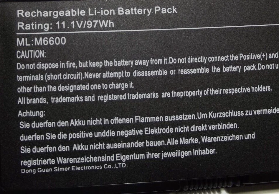 原装戴尔 Precision M4800 11.1V 8550mAh 97Wh 锂离子电池 - M6600 — 第 3/4 张图片