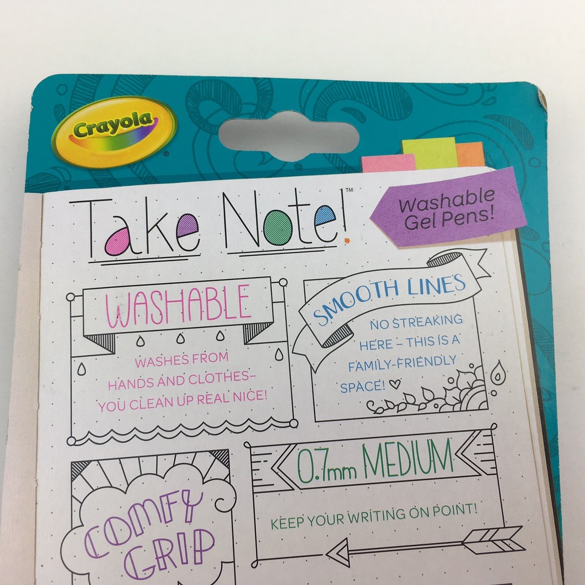 Crayola Take Note Washable Gel Pens 6 Pens Quick Dry 0.7mm Medium Point 2  pks | eBay