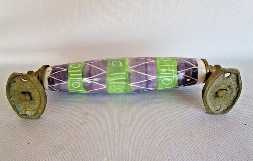 Armadio vintage ceramica blu ceramica porta cassetto attacco ottone maniglia ... - Foto 3 di 7