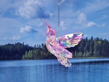 New Acrylic iridescent pink hummingbird bird Christmas Ornament NWT
