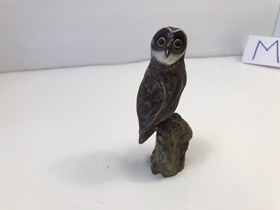 Very Nice Unmarked Owl On A Stump Sculpture. Im Not Sure What Is Made Of?