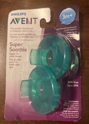 Philips Avent Super Soothie Pacifiers Binky Ages 3 - 18M Months 2PK Teal NEW