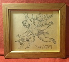Disegno Antico. Studio di Putti;Domenico Valente; firmato e datato; cm 22x25