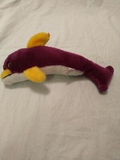 VTG Superior Toy Novelty Purple Dolphin Porpoise Clippings KOREA Plush Animal