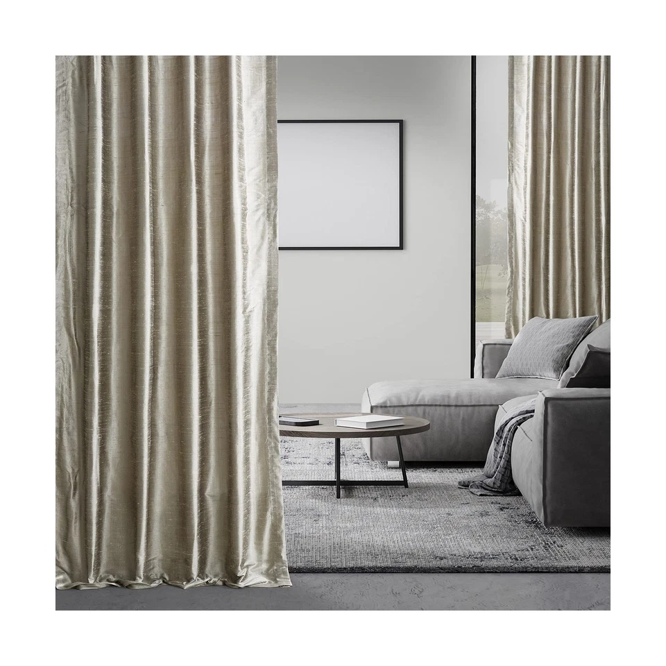 HPD半价窗帘纹理Dupioni丝绸窗帘卧室客厅... — 第 3/4 张图片