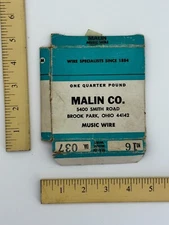 Malin Co.  Less than 1/4  LB BOX OF No. 16 MUSIC WIRE .037 DIA.  Open Box