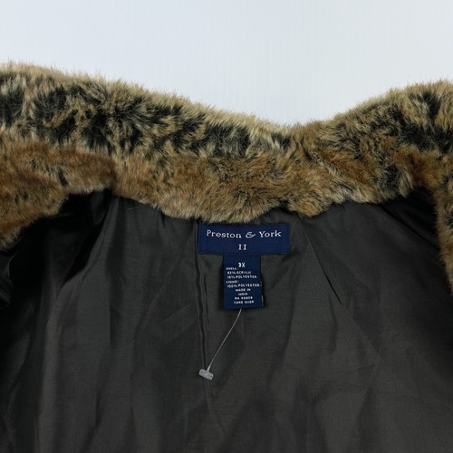 Preston & York Brown Faux Fur Full Zip Lined Acrylic Vest Top Womens 1X - Picture 4 of 4
